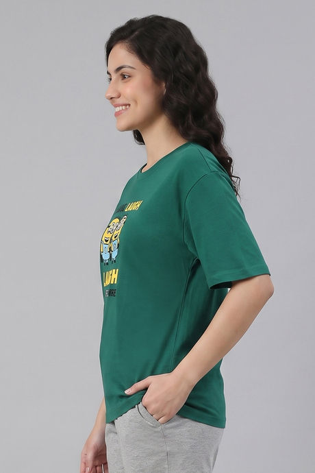 Zivame Minions Knit Cotton Loungewear Top - Ulramarine Green — image 4